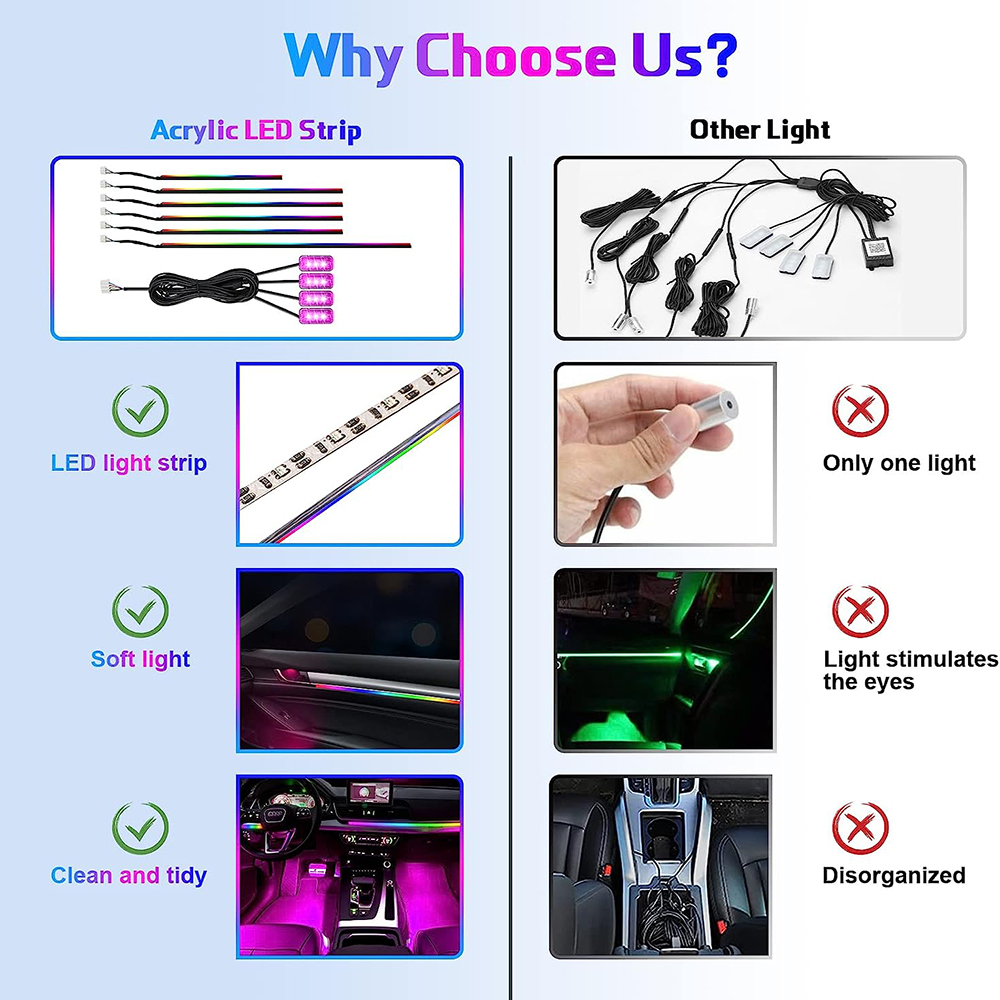 네온 자동차 인테리어 앰비언트 라이트 앱 DIY 제어  - Led Ambient Interior Car Lights App Control 리뷰 및 가격
