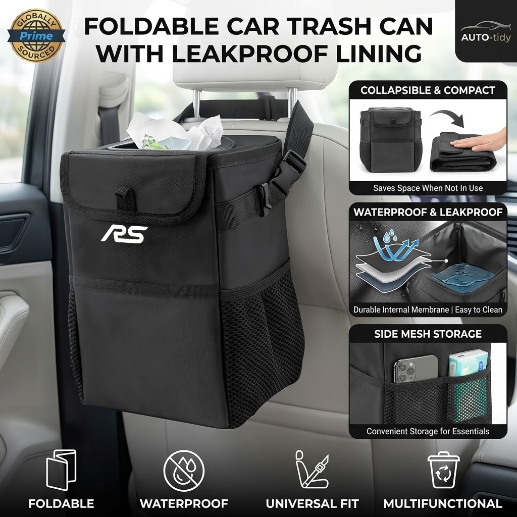 접이식, 휴대용, 누수 방지, 방수 기능이 있는 차량용 - Waterproof Car Trash Can With Lid 리뷰 및 가격