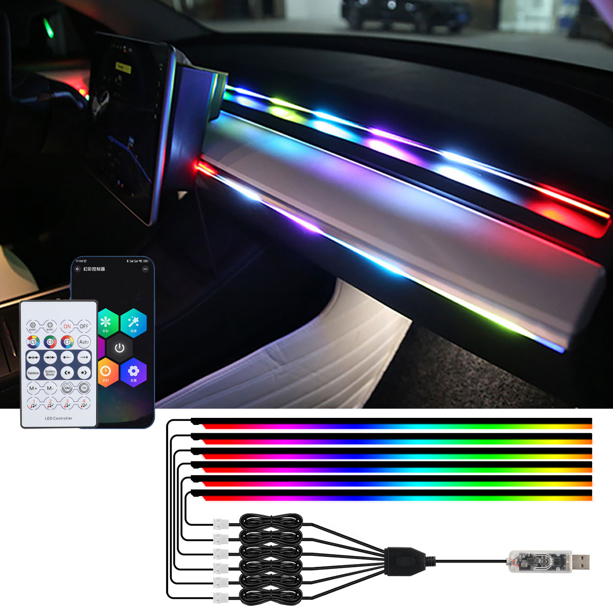 자동차 LED 주변 조명, RGB 심포니 자동차 인테리 - Led Ambient Interior Car Lights App Control 리뷰 및 가격