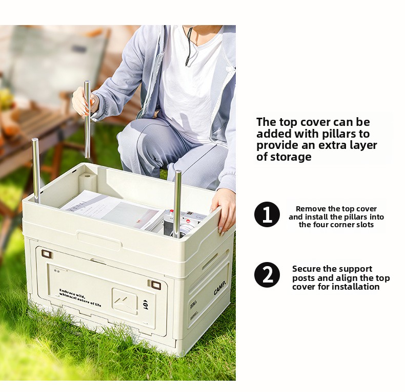 캠핑용 접이식 수납함 나무 뚜껑 도어 테이블 의자 세트 - Car Trunk Organizer Foldable Storage Box 리뷰 및 가격
