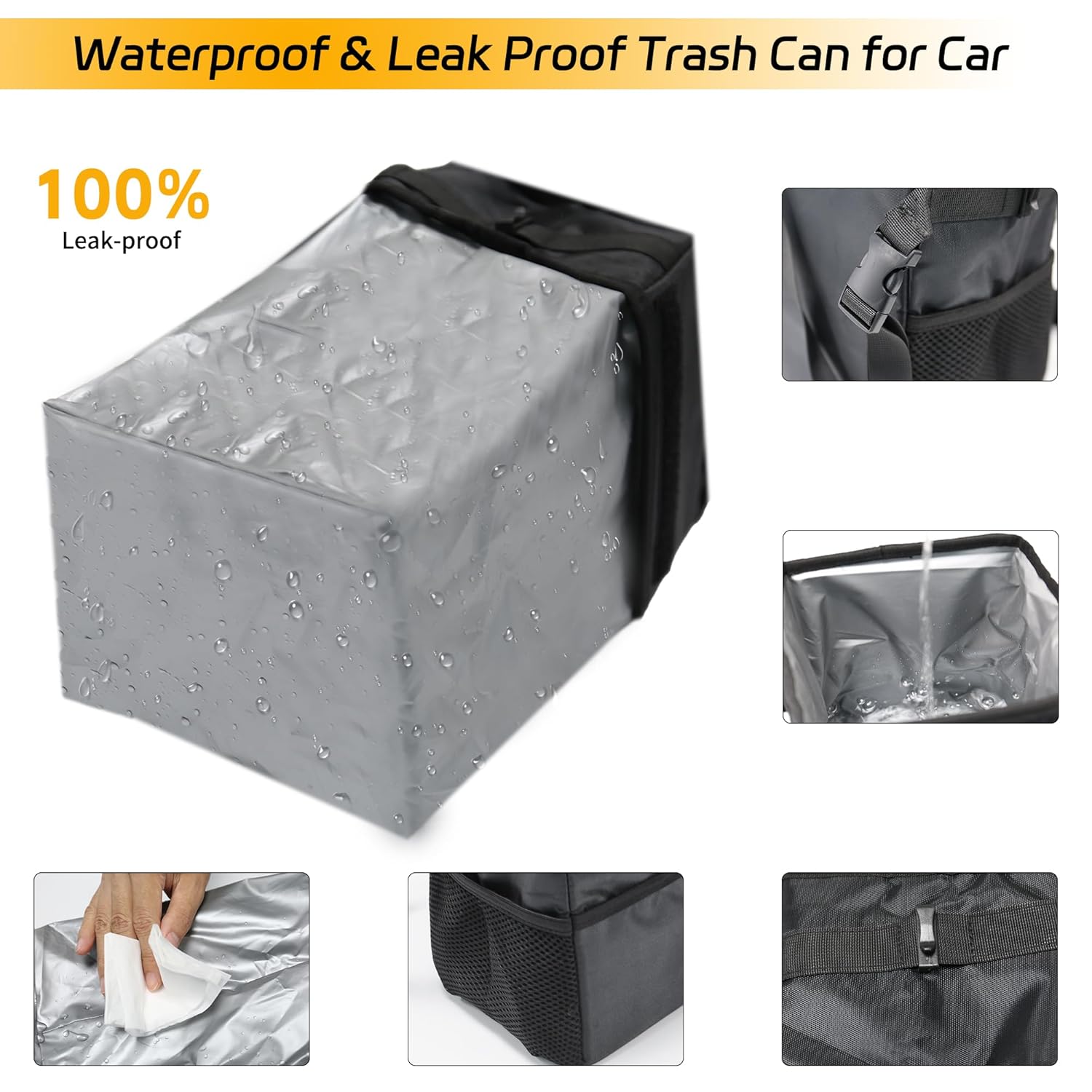 뚜껑 및 방수 보관 가방이 포함된 3-in-1 자동차  - Waterproof Car Trash Can With Lid 리뷰 및 가격